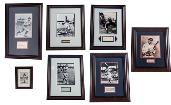 Lot of (7) Early 20th Century Hall of Famers Signed Collage Collection With Kid Nichols, Tris Speaker, Jimmie Foxx, Waner, Frisch & Grove (Beckett)